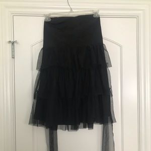 Black mini dress with lace layers